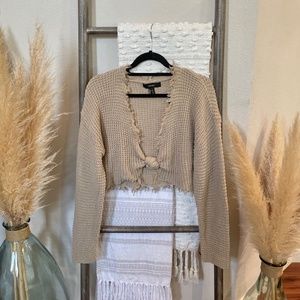 Forever 21 Tan Cropped knotted Sweater - Size S